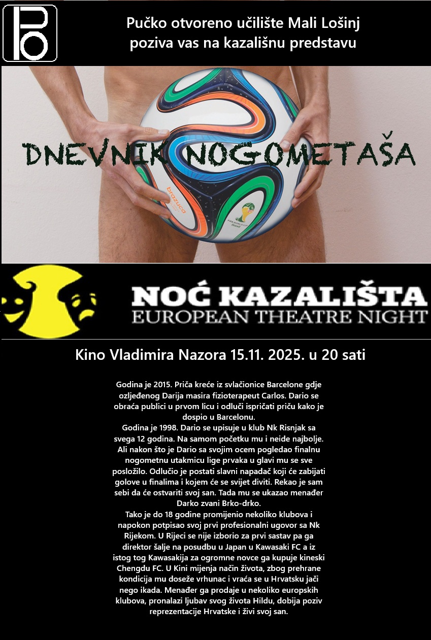 Dnevnik nogometaša Noć kazališta 15.11.2025. u 20 sati